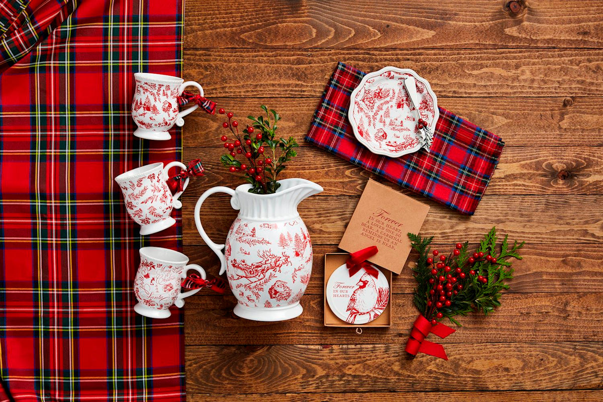 Christmas Toile Pitcher