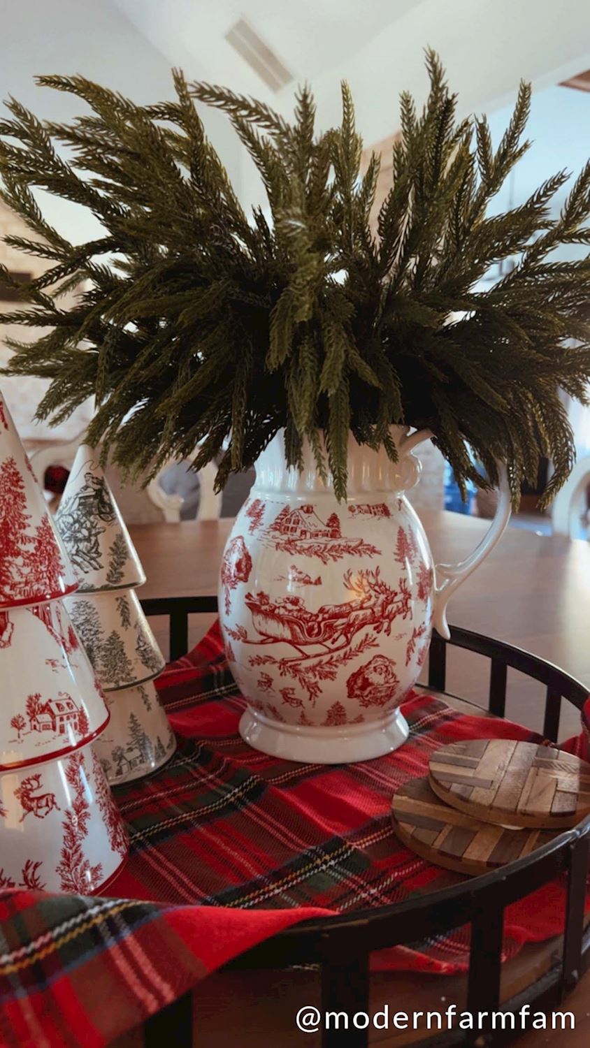 Christmas Toile Pitcher