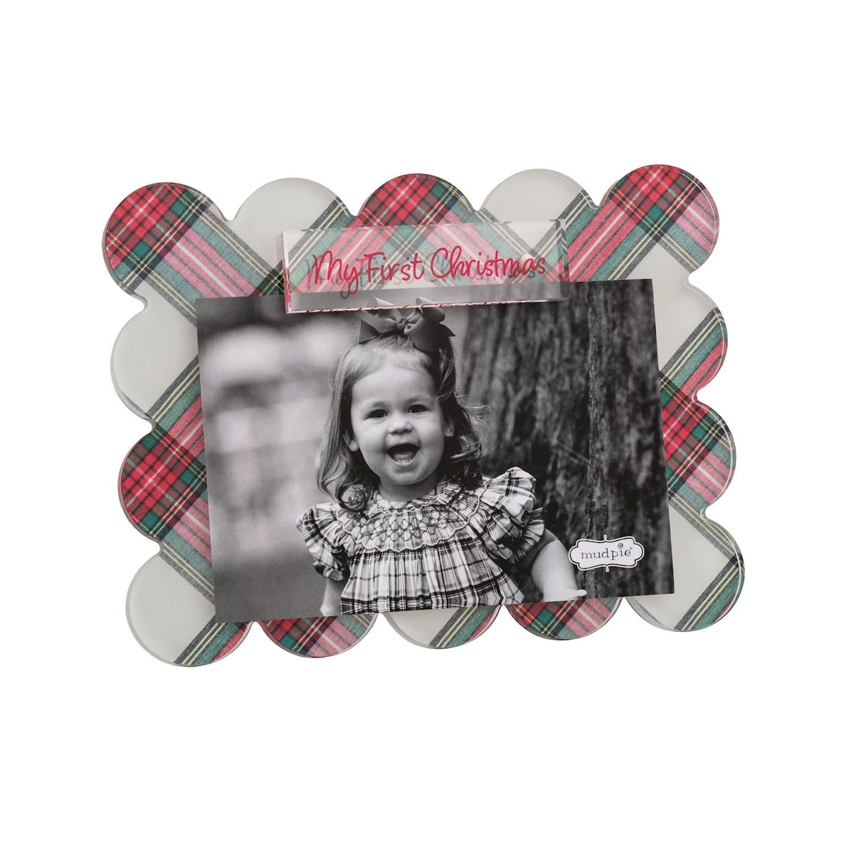 My First Christmas Scallop Tartan Frame