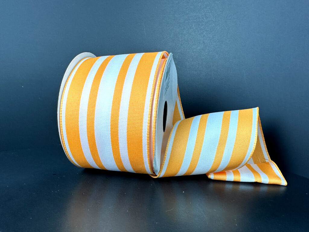 2.5" Tangerine Ticking Ribbon Bolt