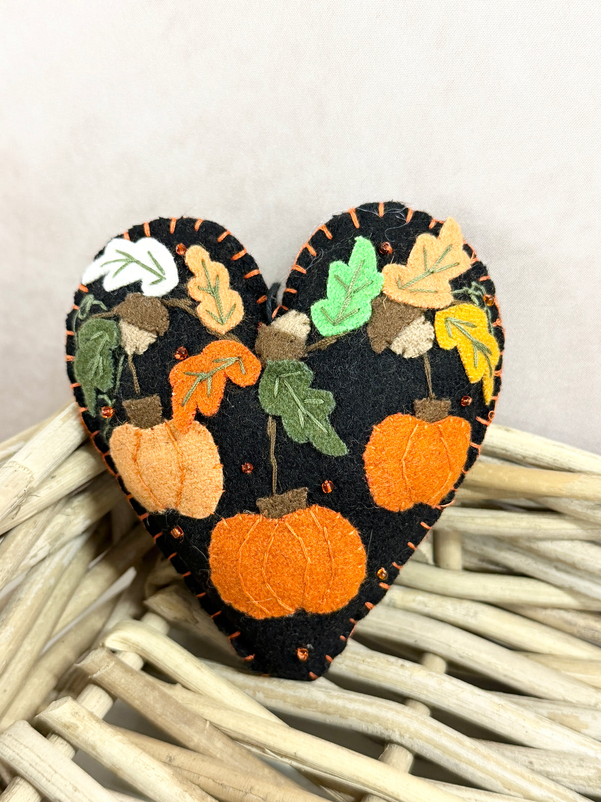 Handmade Pumpkin & Scarecrow Heart Ornament