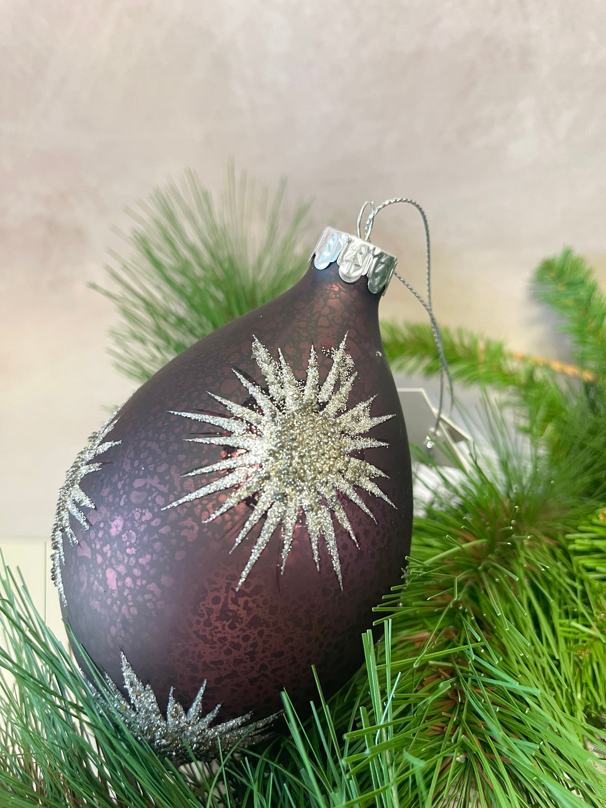 Plum Glass Holiday Ornament - 2 Styles