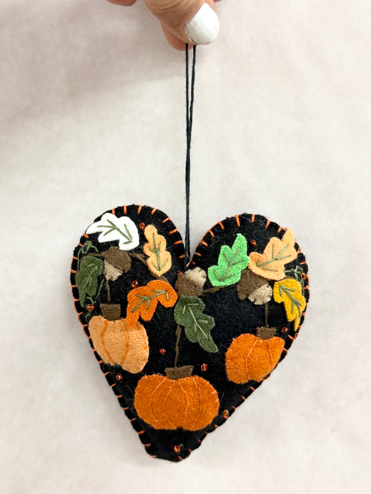 Handmade Pumpkin & Scarecrow Heart Ornament