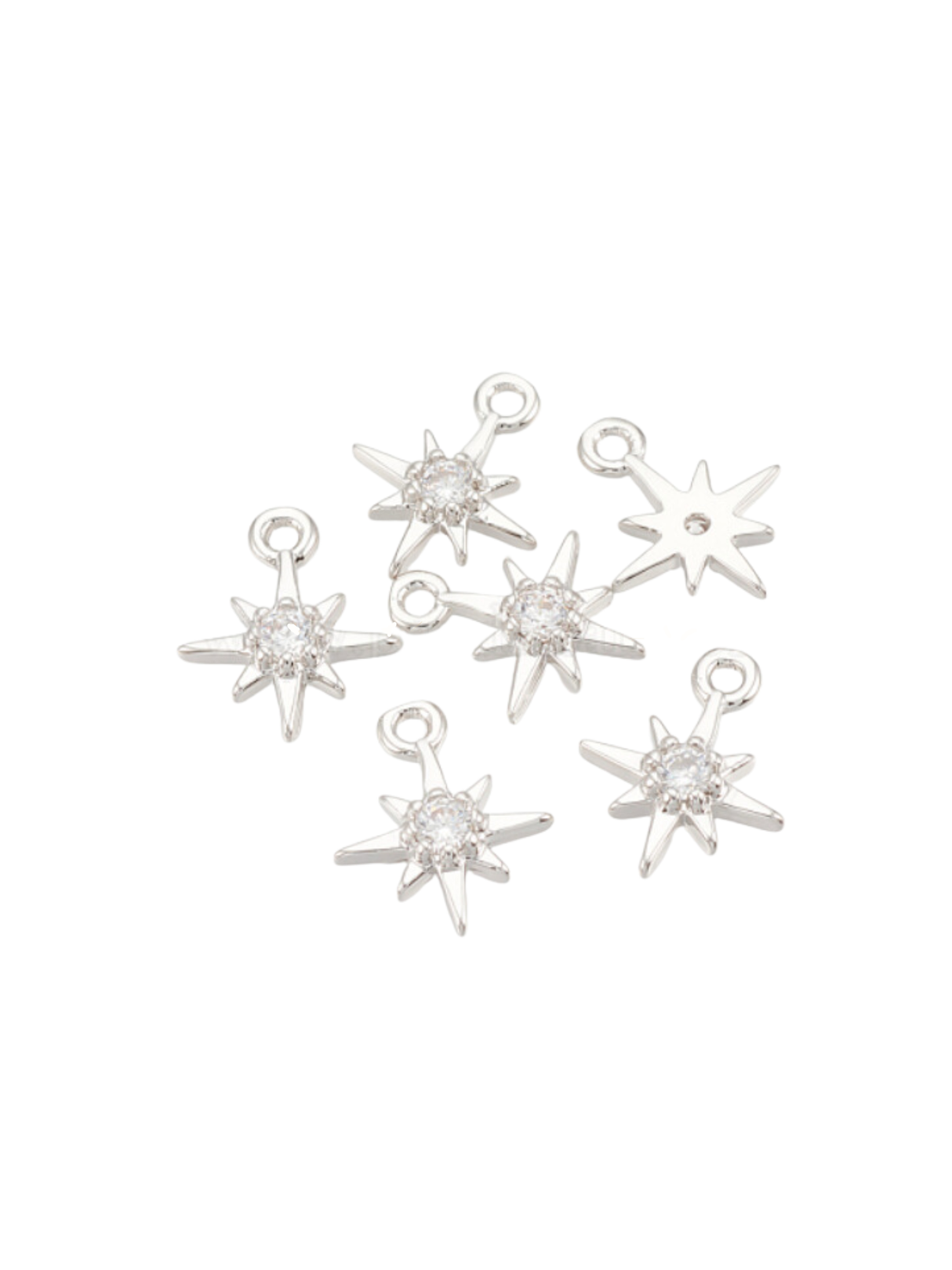Silver Morning Star Cubic Zirconia Charm