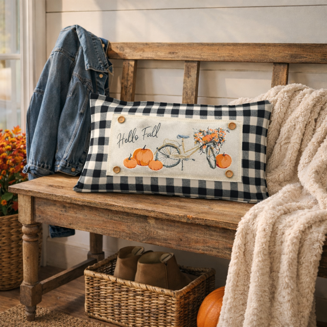 Vintage Fall Bike Interchangeable Pillow Panel