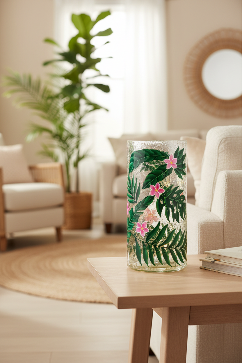 Tropical Flora Glass LED Luminary