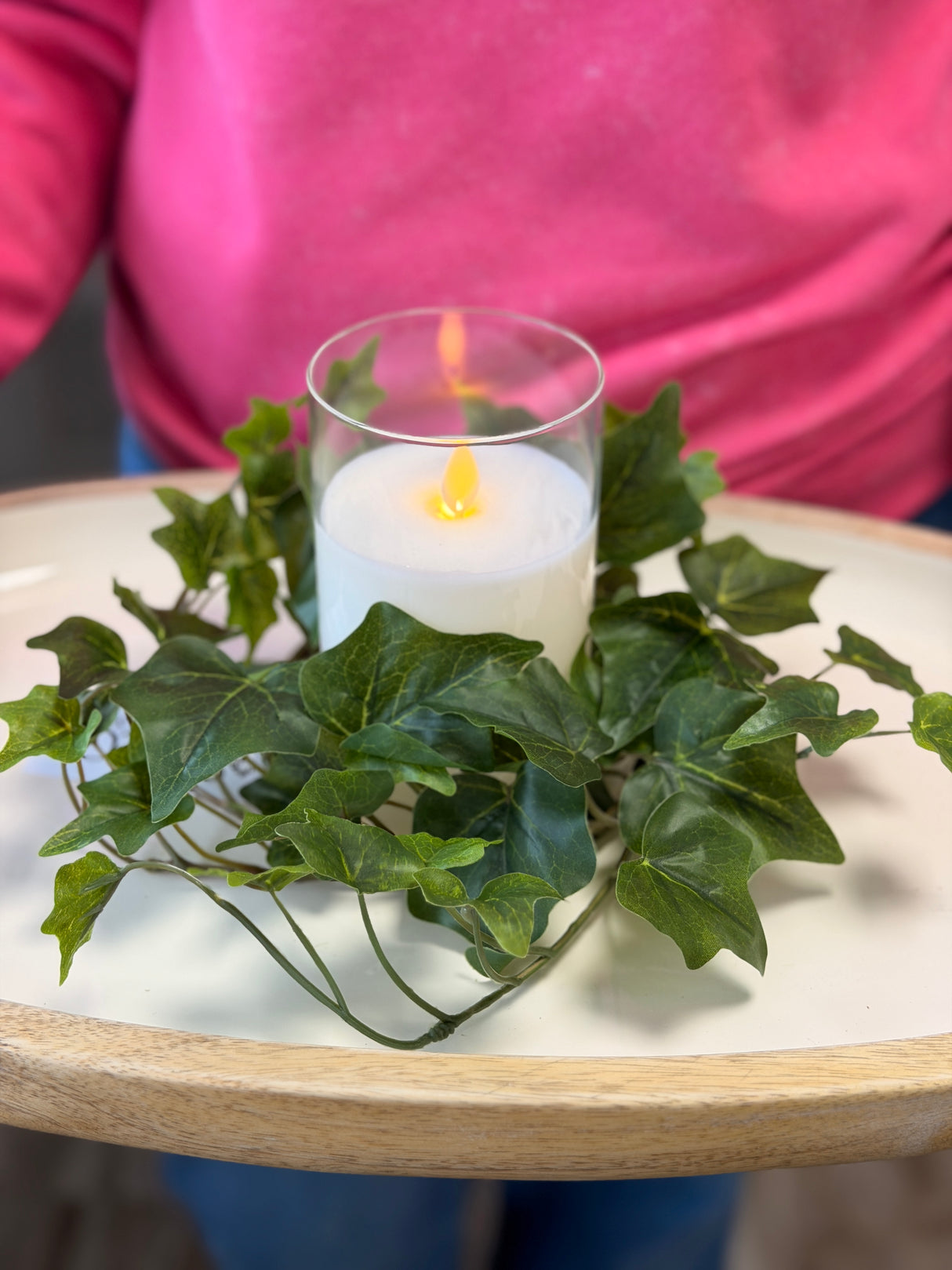 10" Green Ivy Candle Ring