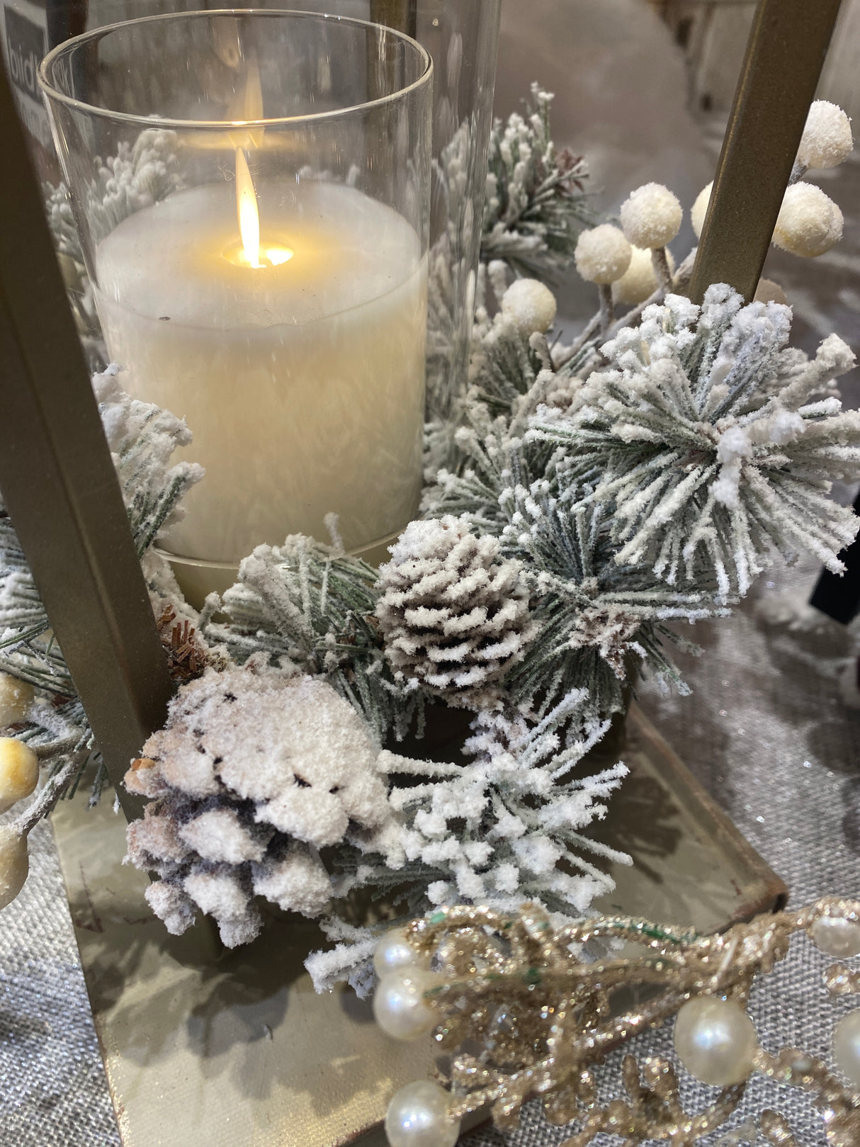 11.5" Winter Fest Pine Candle Ring