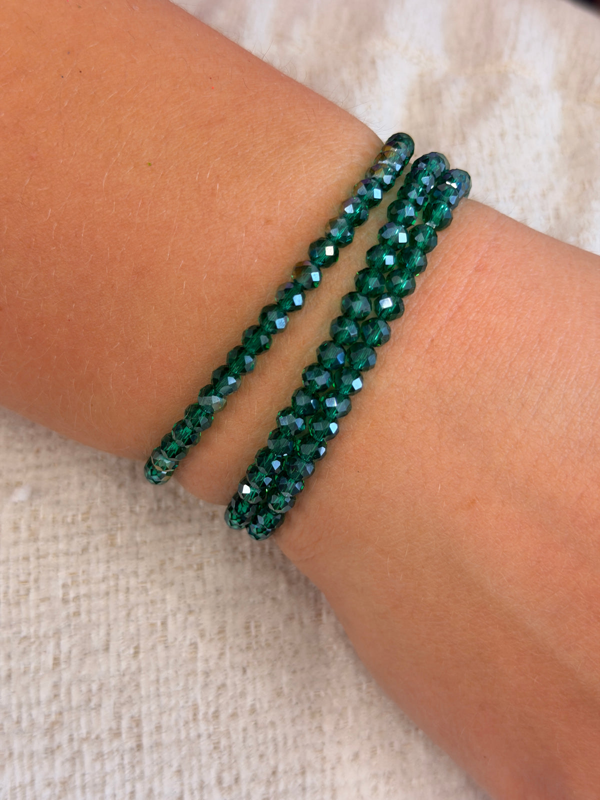 Green Stretchy Facet Mila-Mix Bracelet