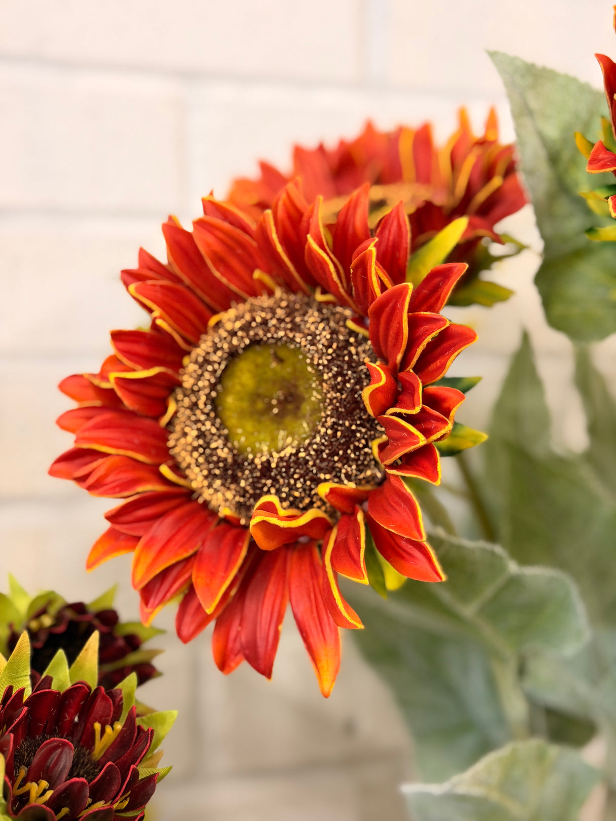 Orange Real Touch Sunflower Spray