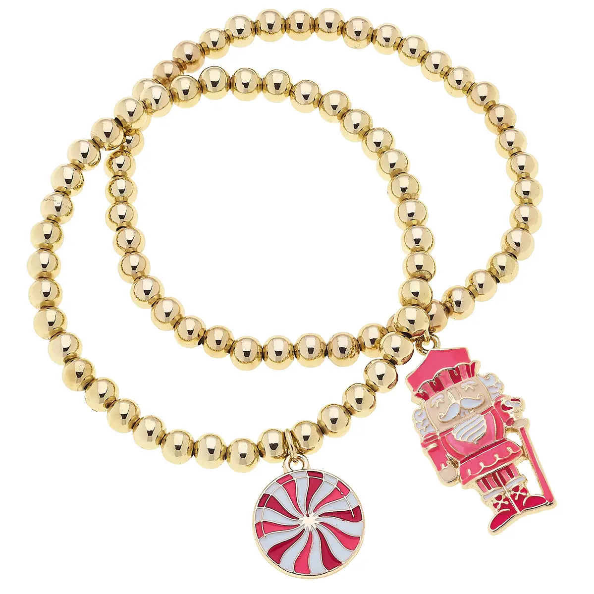 Nutcracker & Peppermint Stretch Bracelet Set of 2