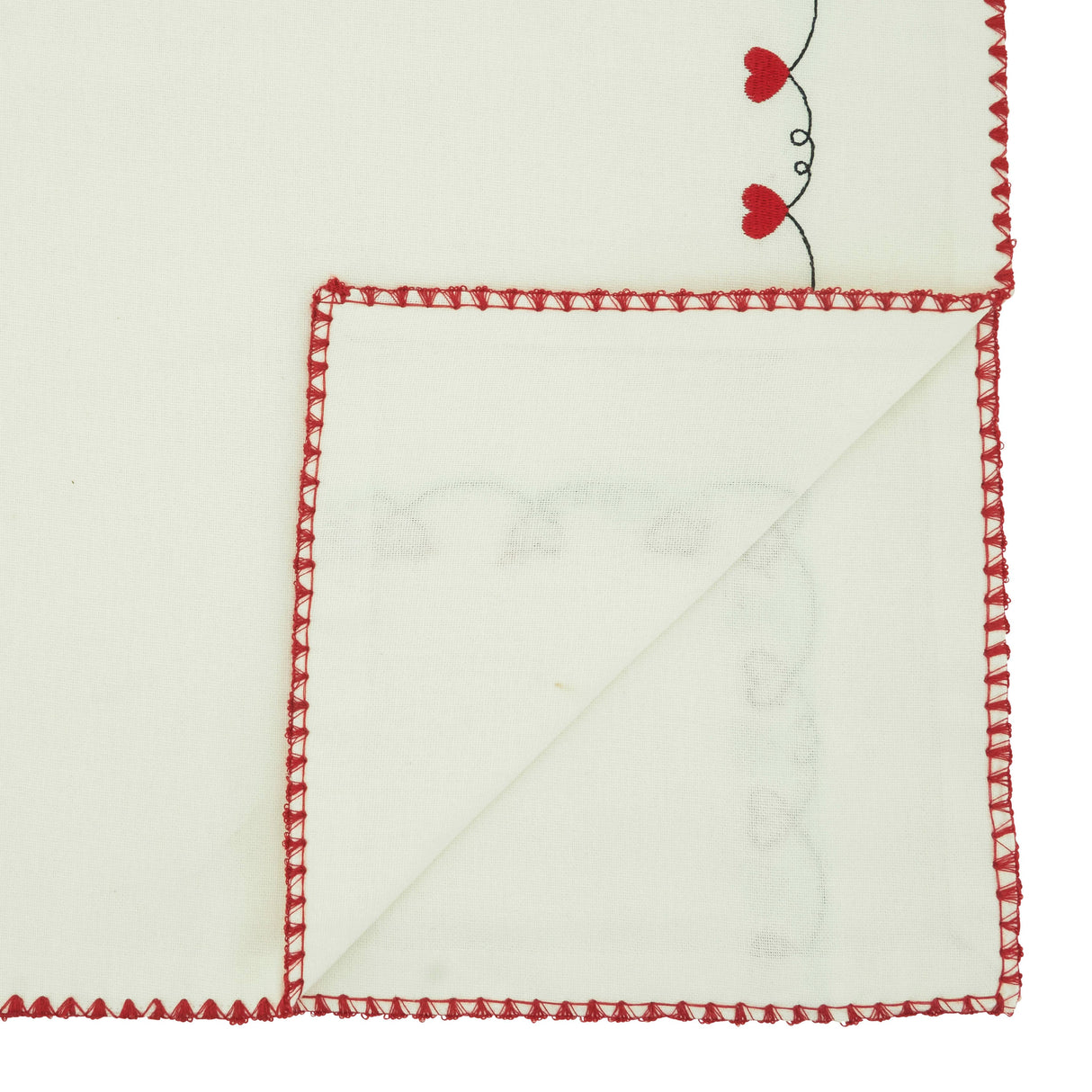 Embroidered Hearts Table Runner