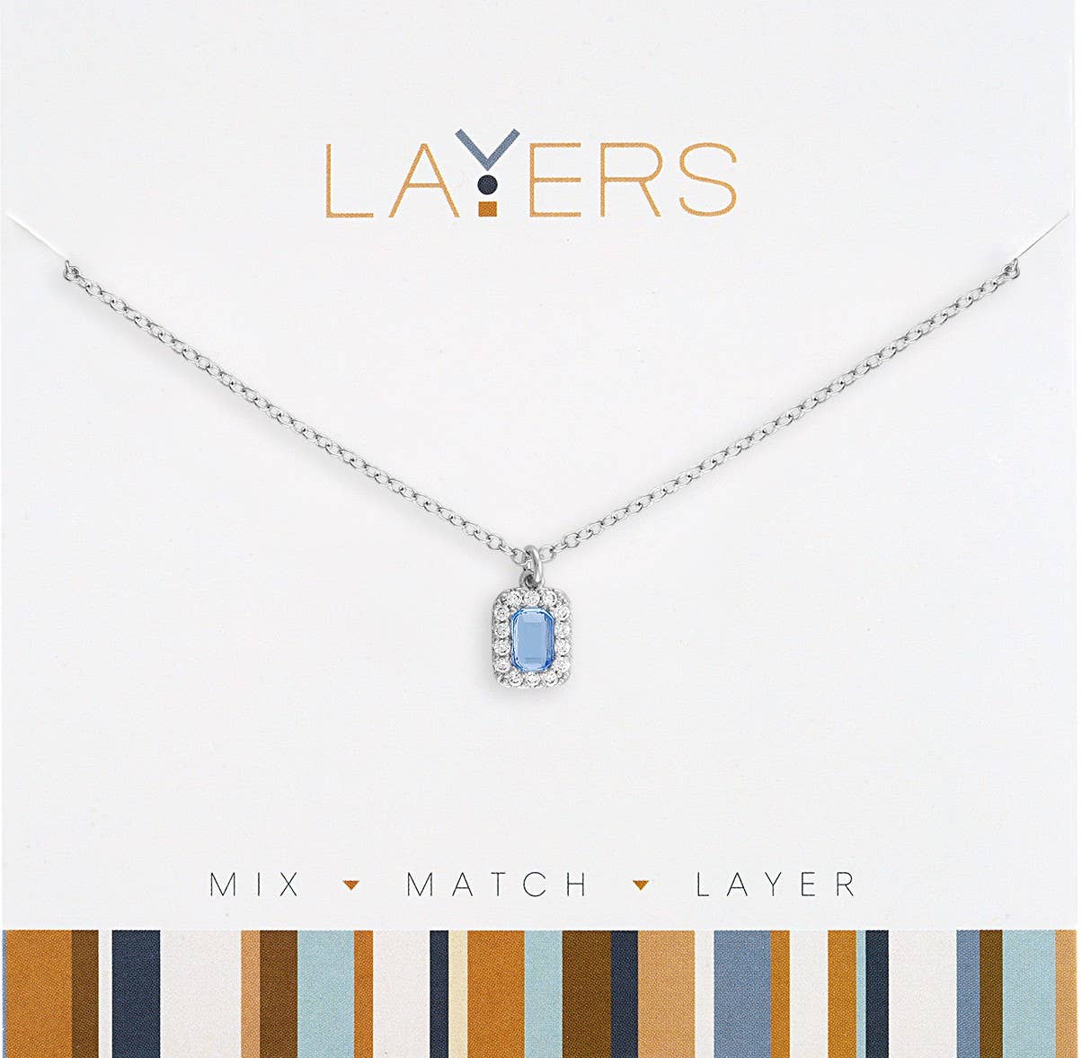 Silver Light Saphire Emerald Cut Necklace