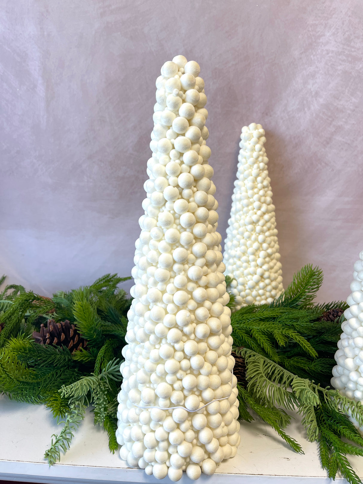 14" Pompom Cone Topiary Tree