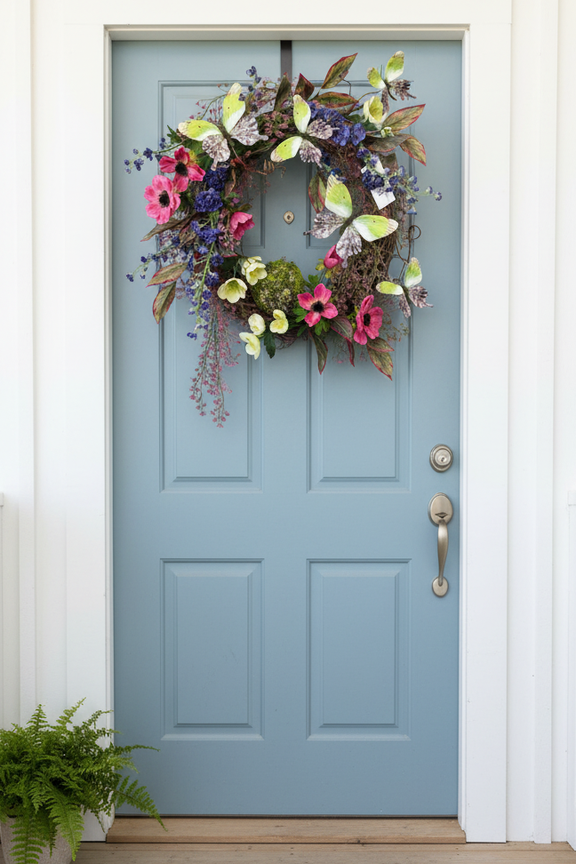 27" Blooming Butterflies Wreath