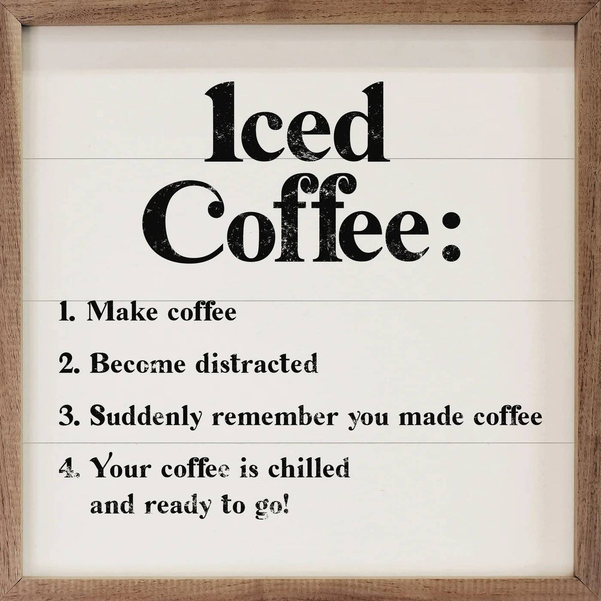 4" Iced Coffee Recipe White Wood Art