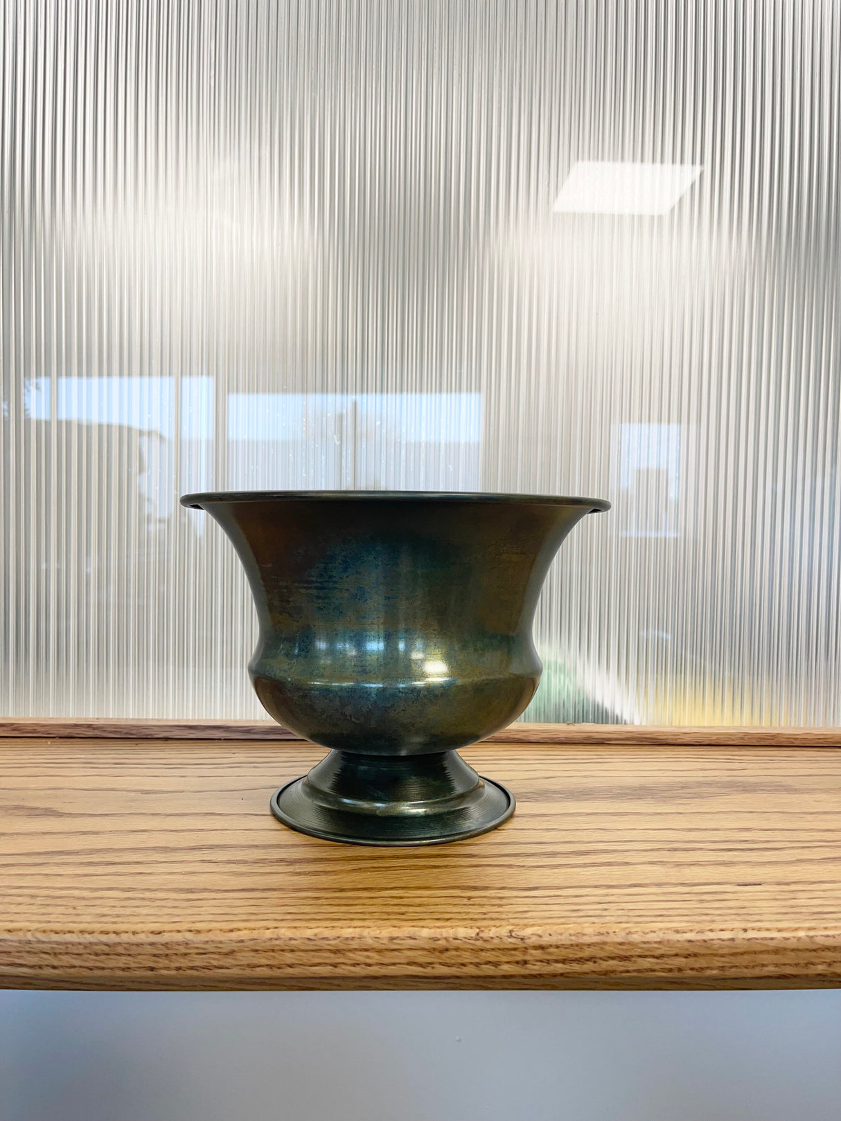 Large Patina Tin Compote Pot