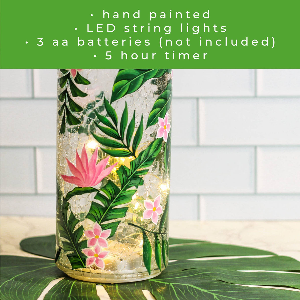Tropical Flora Glass LED Luminary