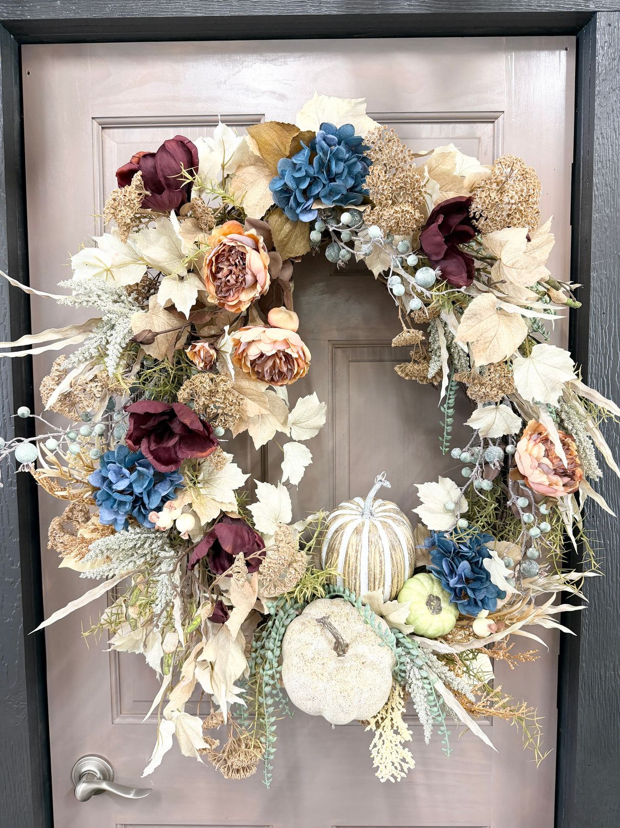 31" Blue Velvet Harvest Wreath