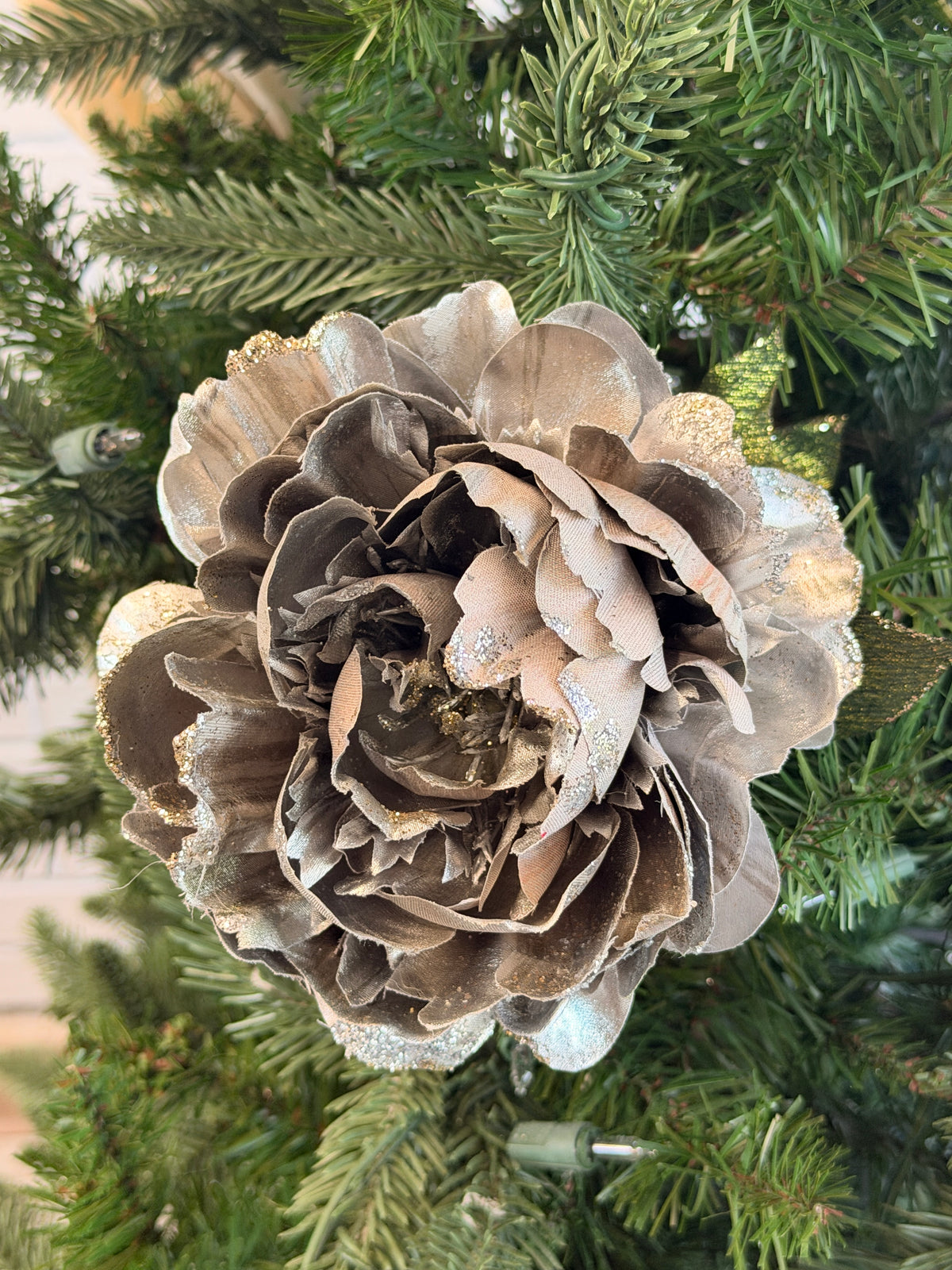 Silver Grey Holiday Peony Spray