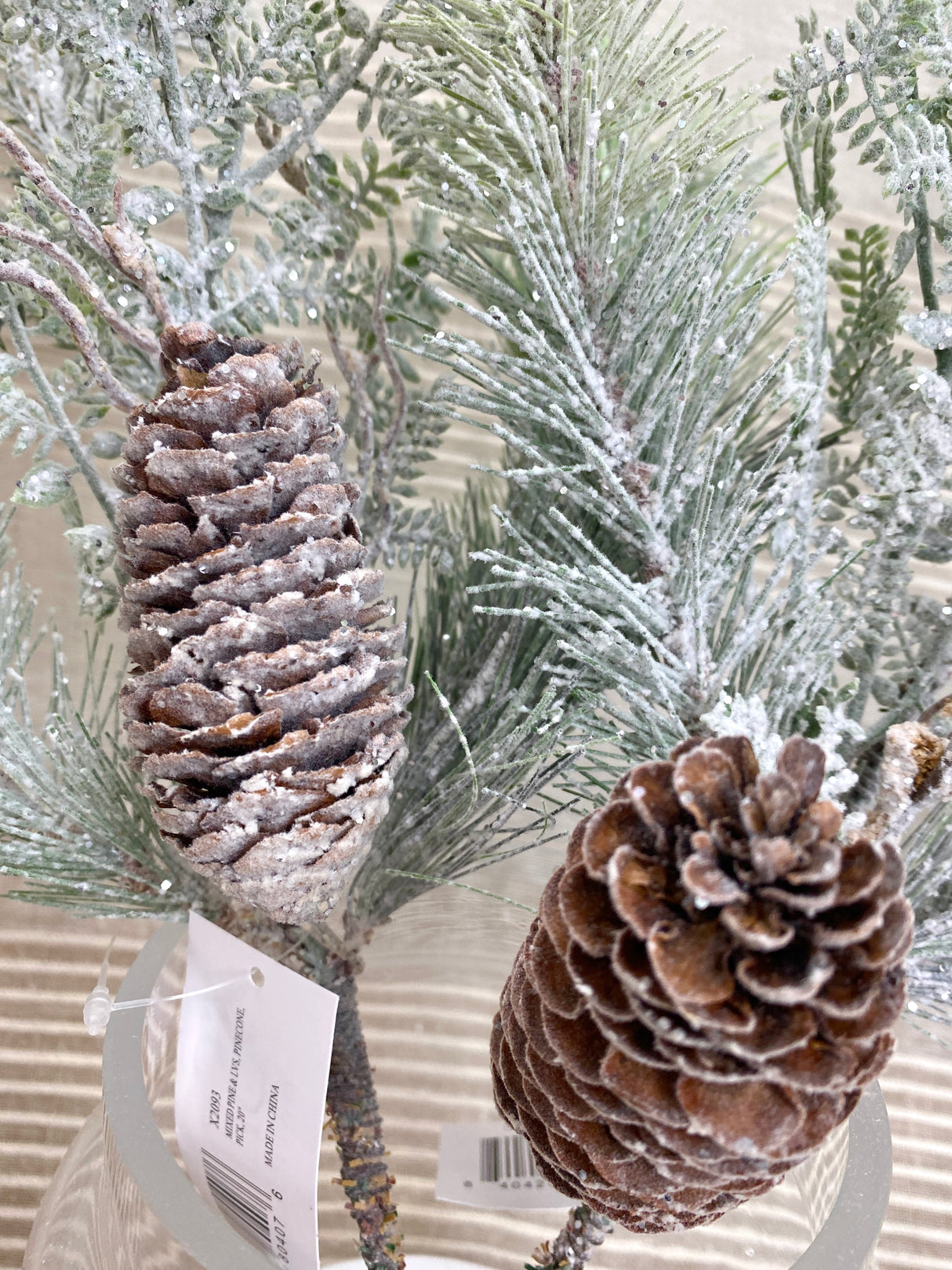 Snowflake Frosted Pine Pick