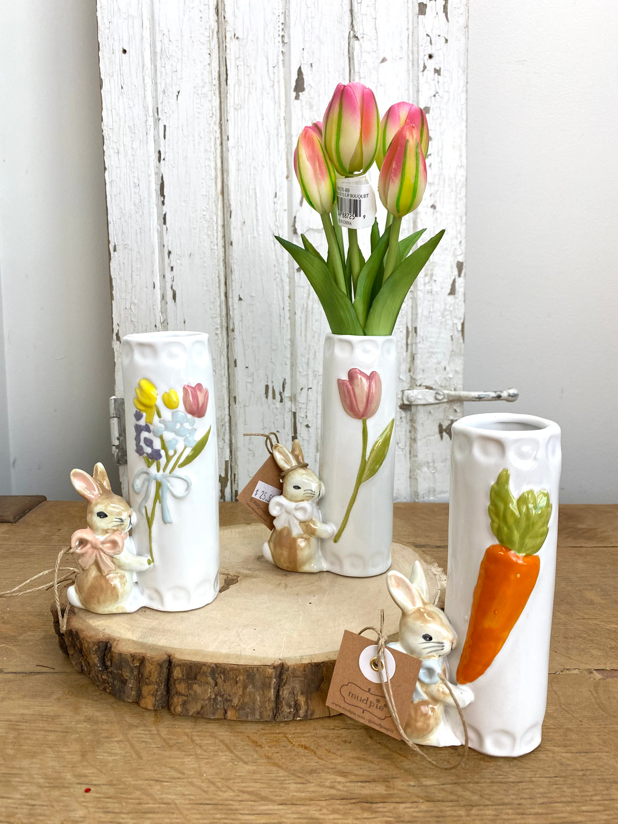 Pink Bow Bunny Bunny Bud Vase