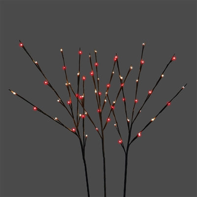 Outdoor Red & White Lighted Branch Set - Plug In
