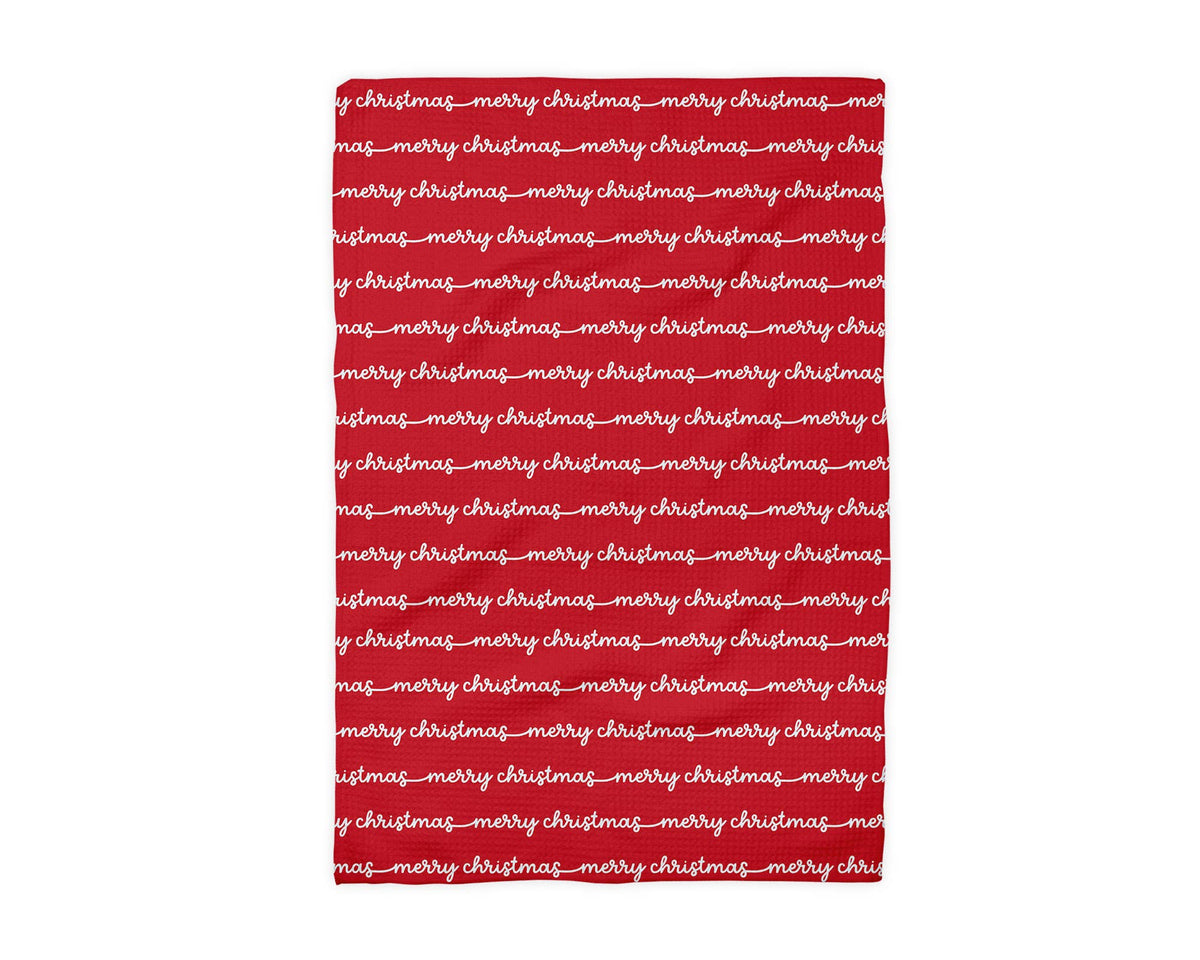 Merry Christmas Whimsical Waffle Tea Towel