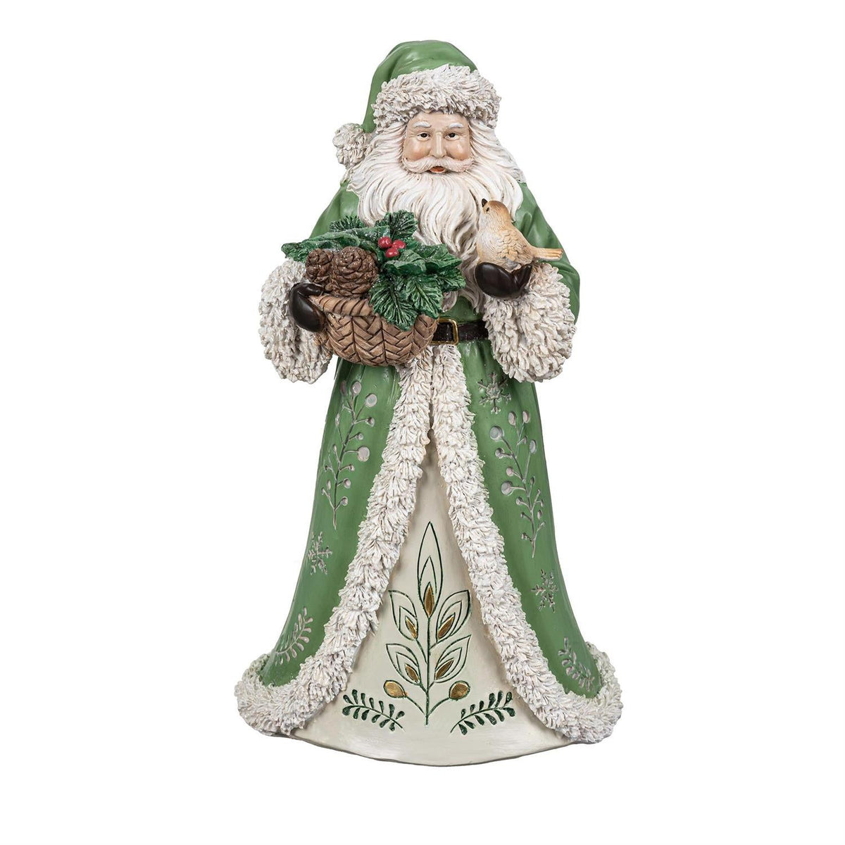 Shades of Emerald Santa Garden Statue styled for christmas home decor from Magnolias Home Decor