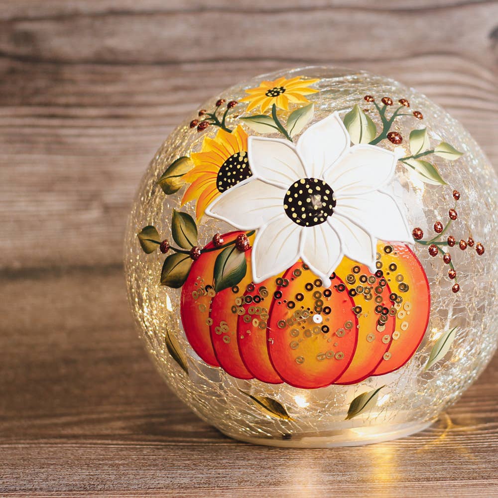 Pumpkin Bouquet Glass Orb Luminary