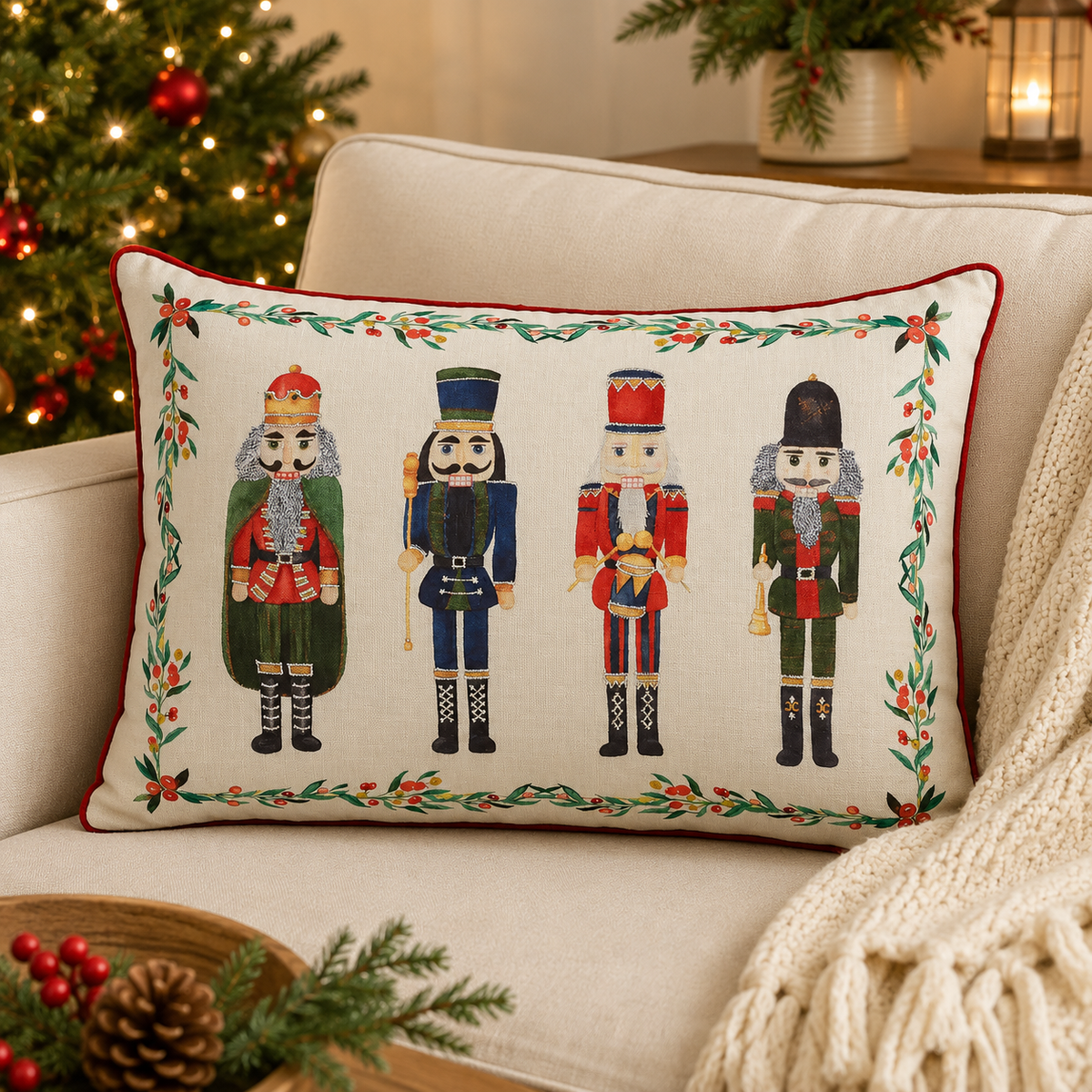 Nutcracker Christmas Throw Pillow