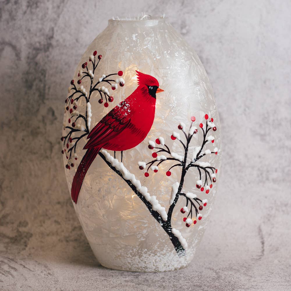 Snow Branch Glass Oval Luminary