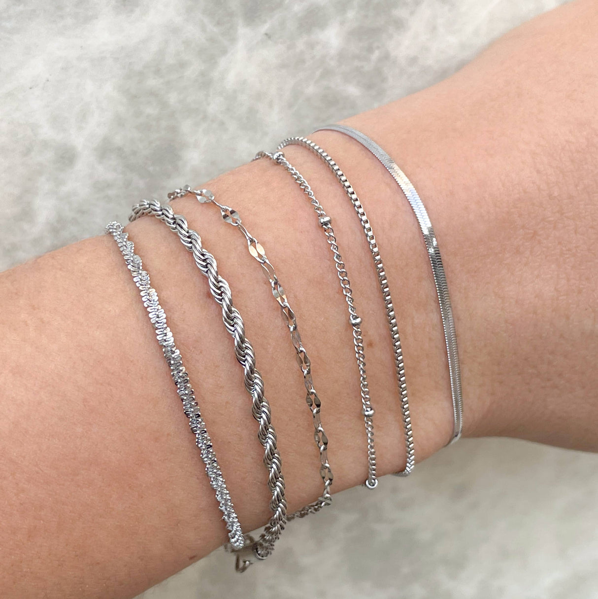 Rope Dainty Silver Bracelet - Waterproof Chain