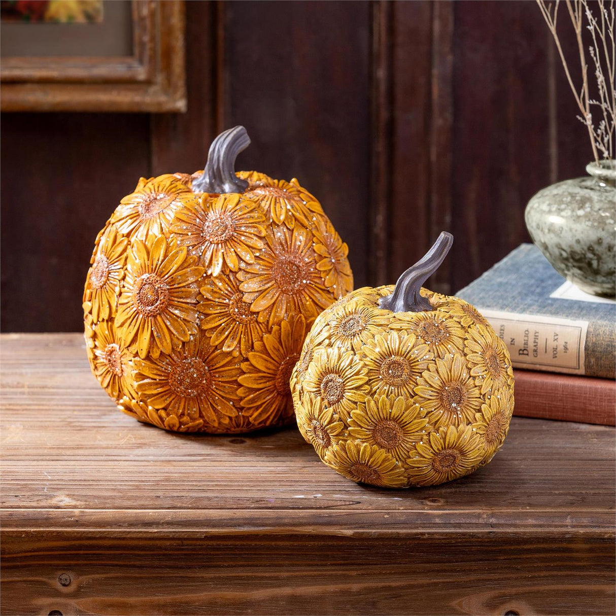 Harvest Blossom Sunflower Resin Pumpkin - 2 Sizes