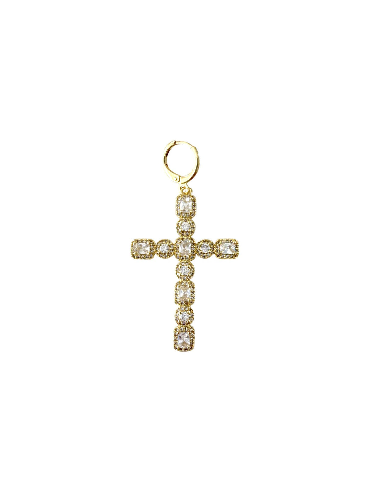Gold CZ Square Cross Scarf Charm