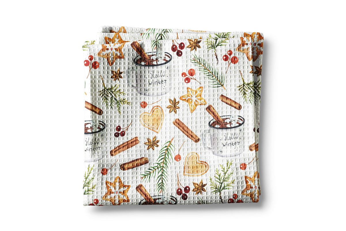 Christmas Baking Winter Waffle Tea Towel