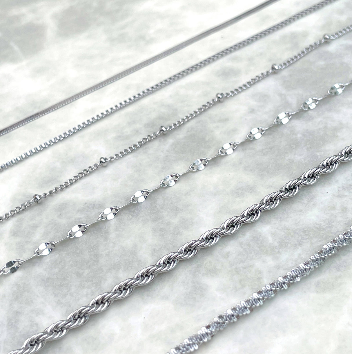 Rope Dainty Silver Bracelet - Waterproof Chain