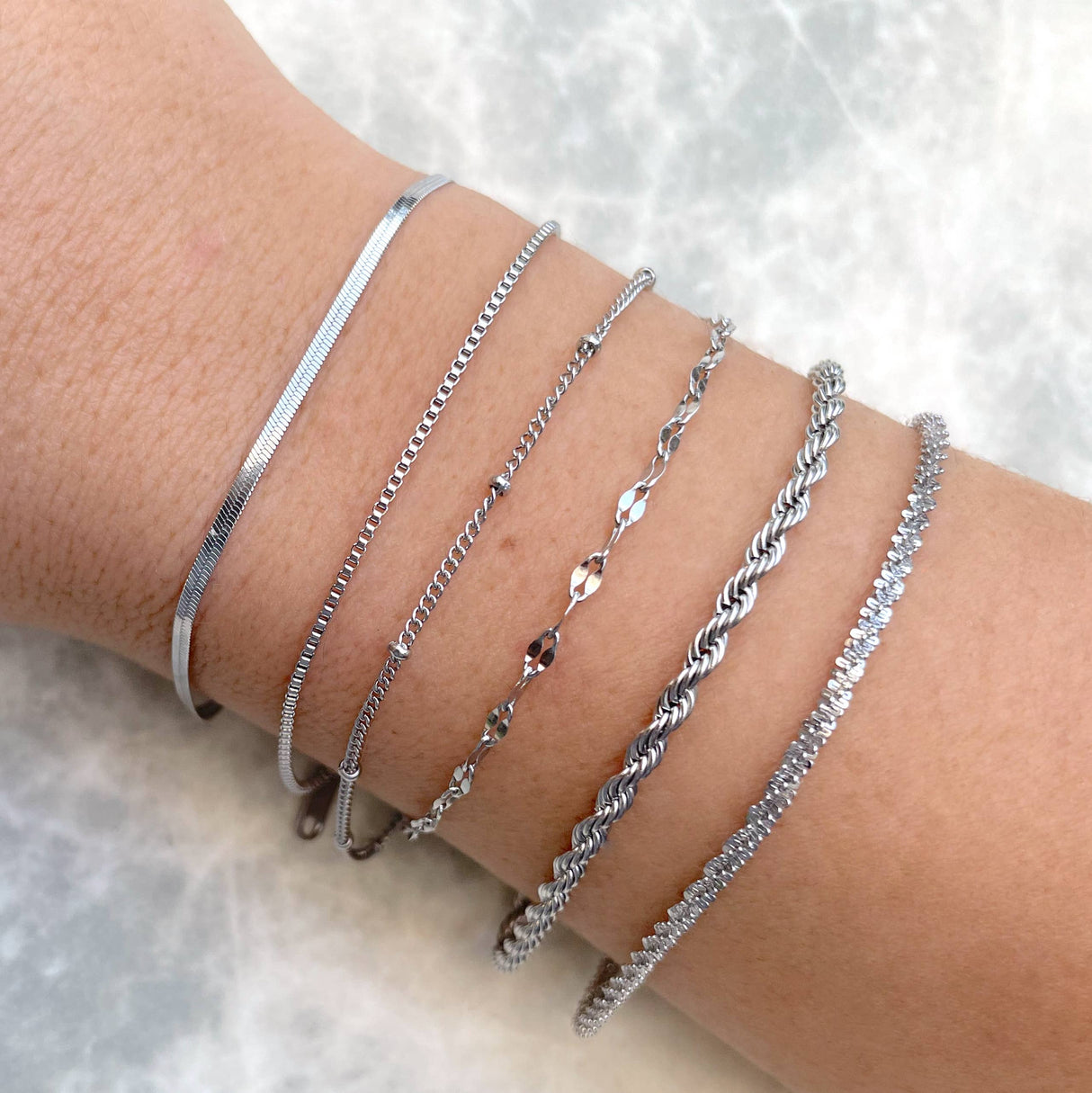Sparkle Rope Dainty Silver Bracelet - Waterproof