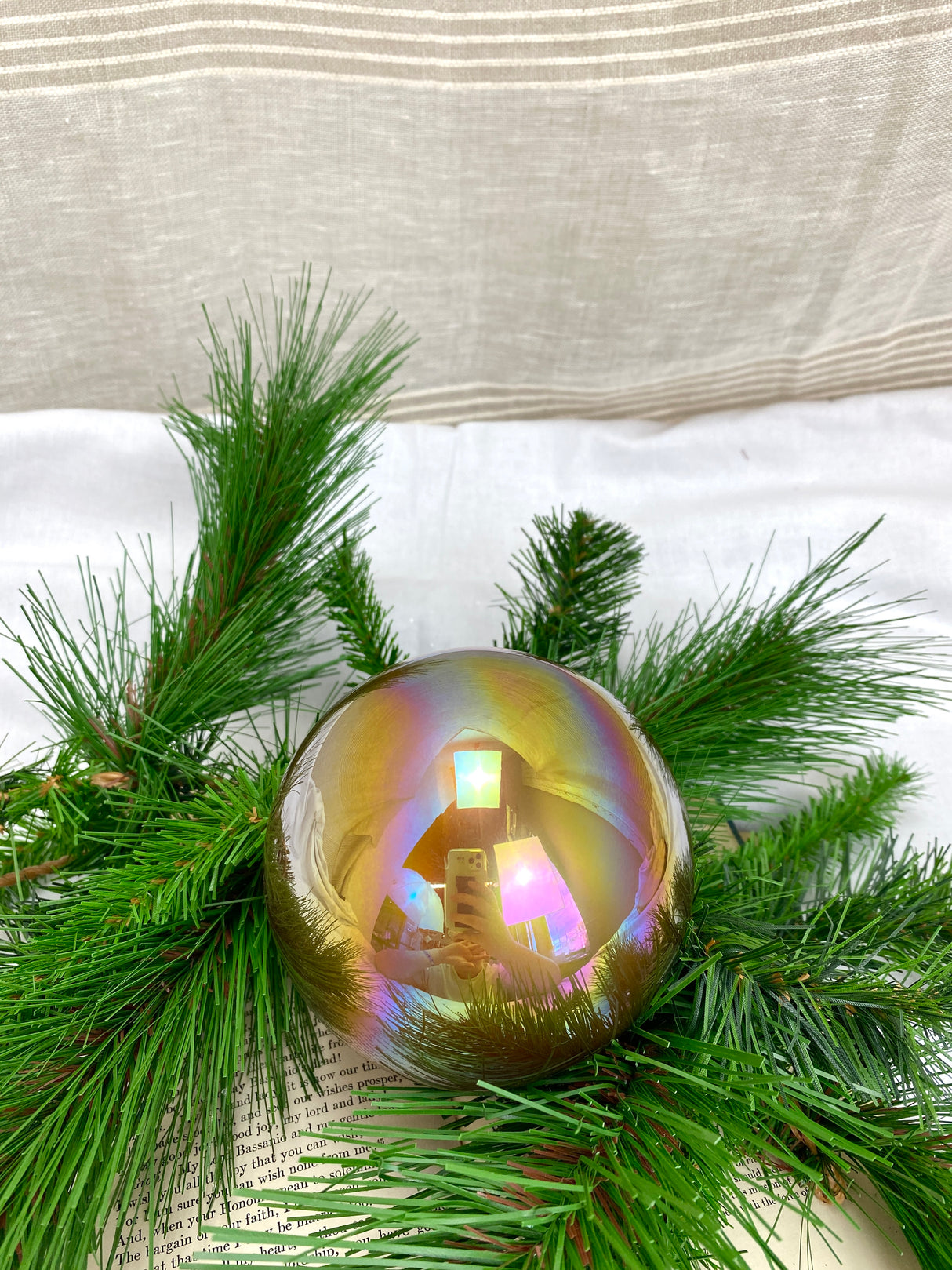 Small Warm Iridescent Glass Ornament