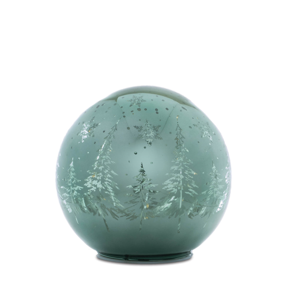 Blue Lighted Glass Tree Globe Set