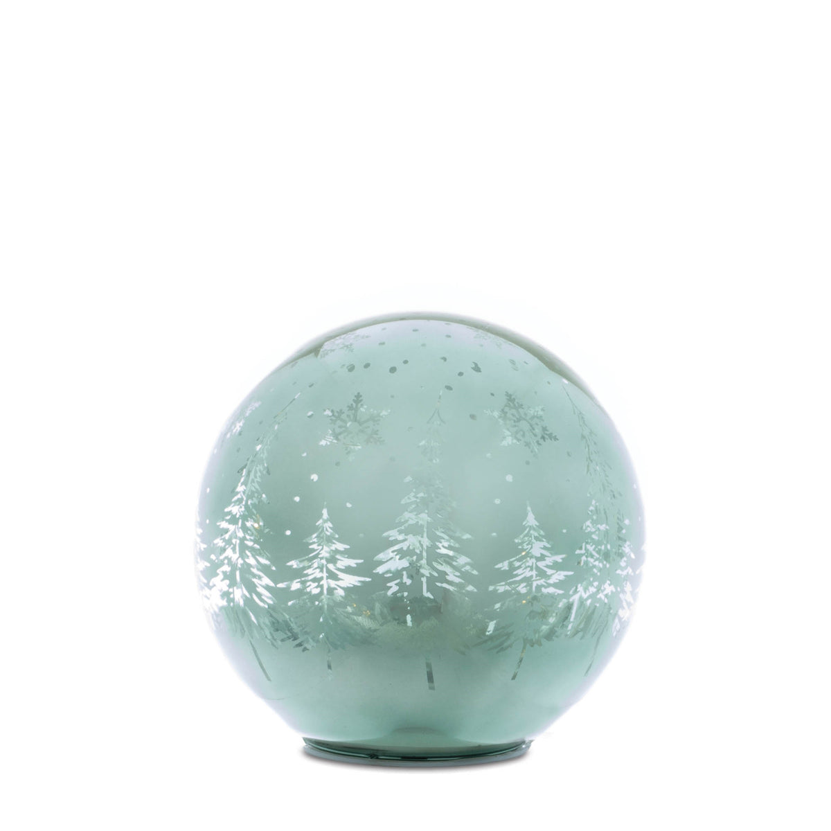 Blue Lighted Glass Tree Globe Set