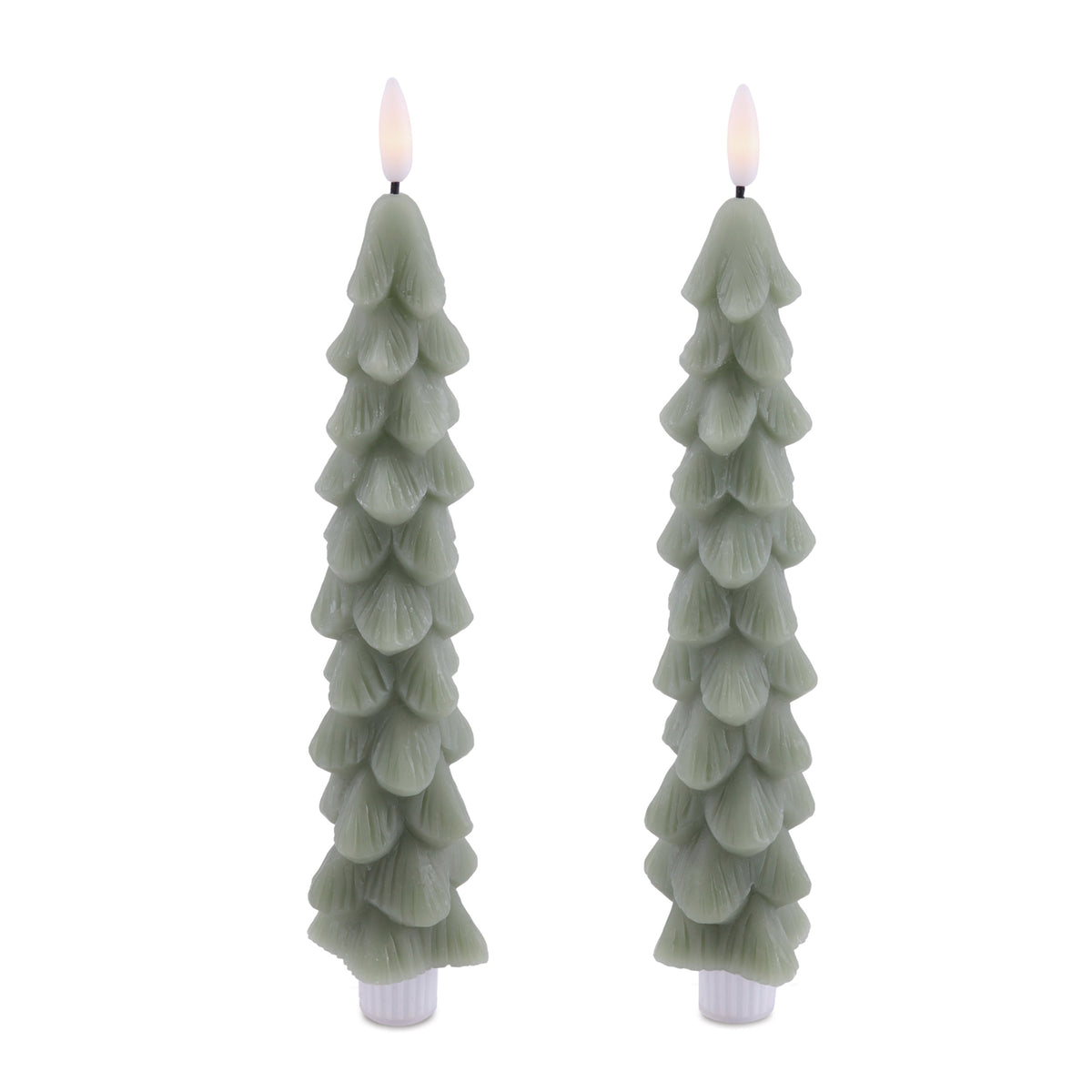 Close-up of fia tree taper led candle set detail from Magnolias Home Decor