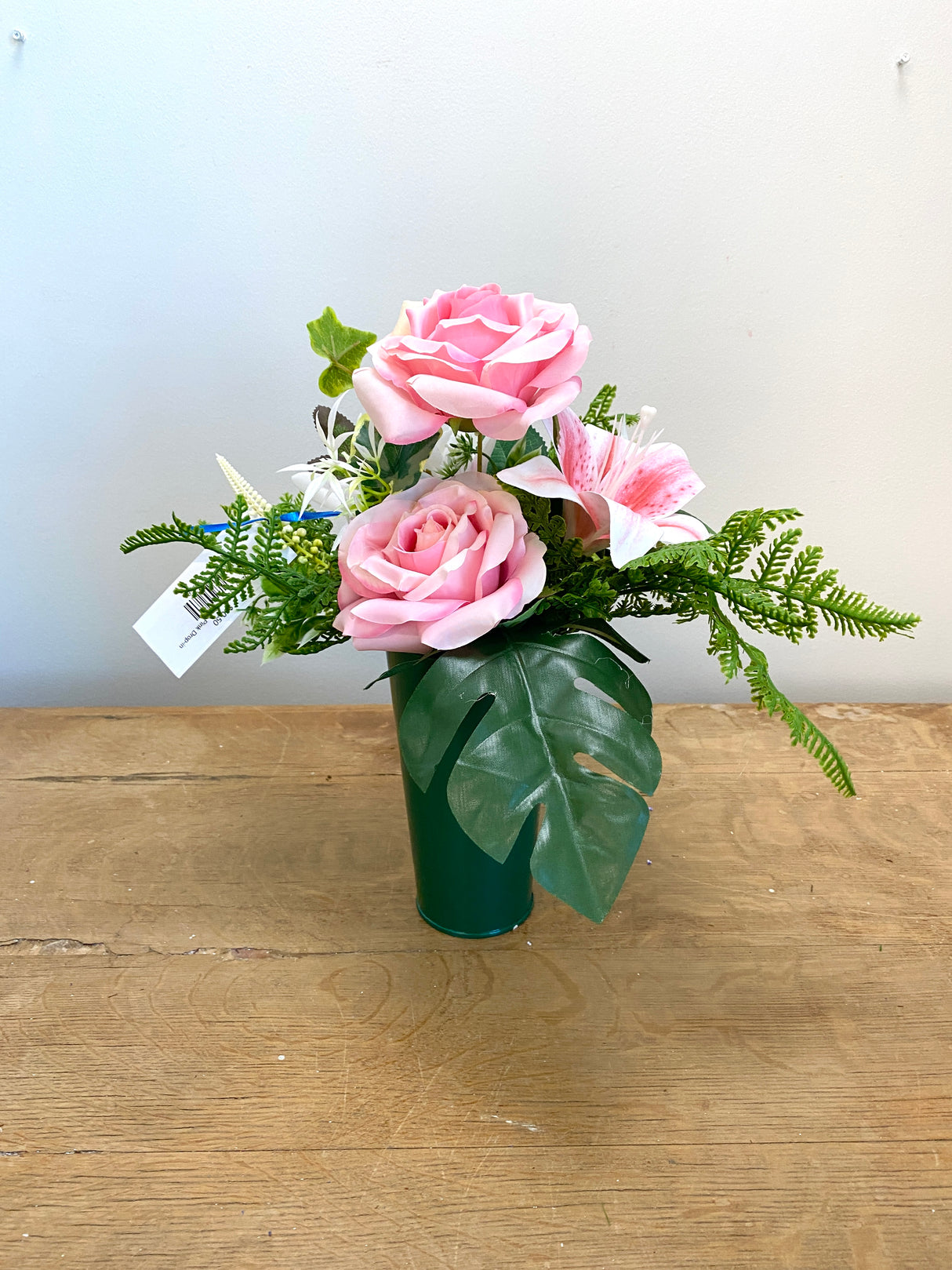 16" Pretty In Pink Cemetery Vase