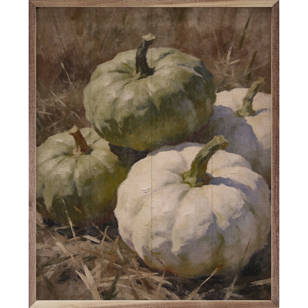 Green Heirloom Pumpkin Still Life Wood Art