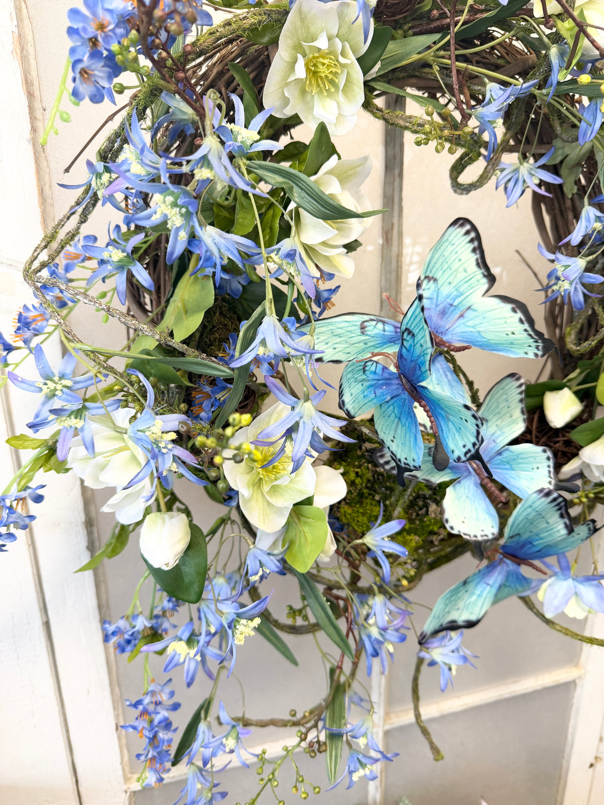 24" Bluebell Butterfly Bliss Wreath