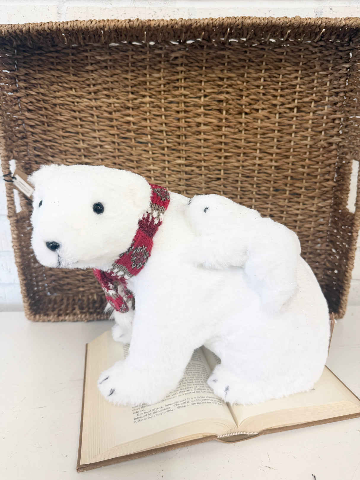 White & Red Bear with Cub