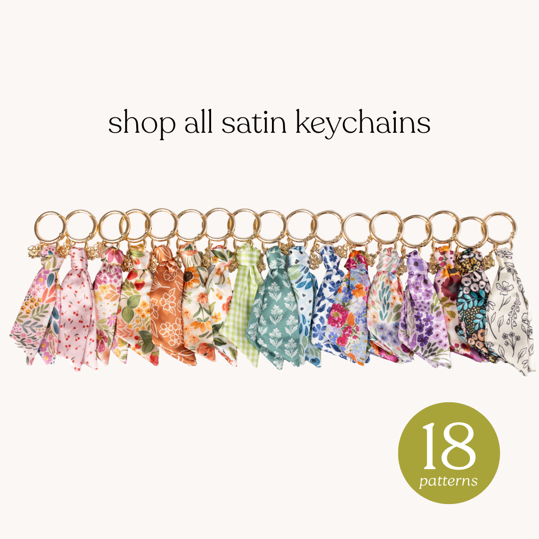 Green Gingham Satin Keychain