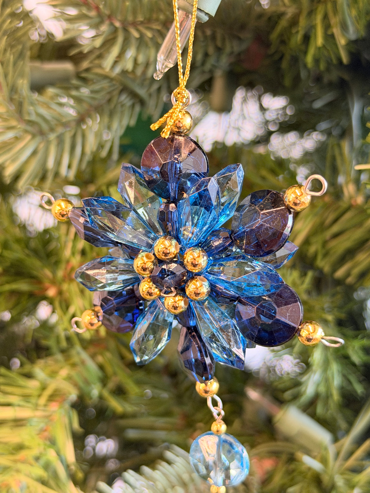Blue Acrylic Blossom Drop Ornament