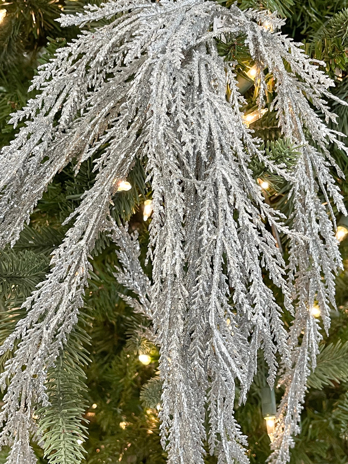 Silver Glittered Amaranthus Spray