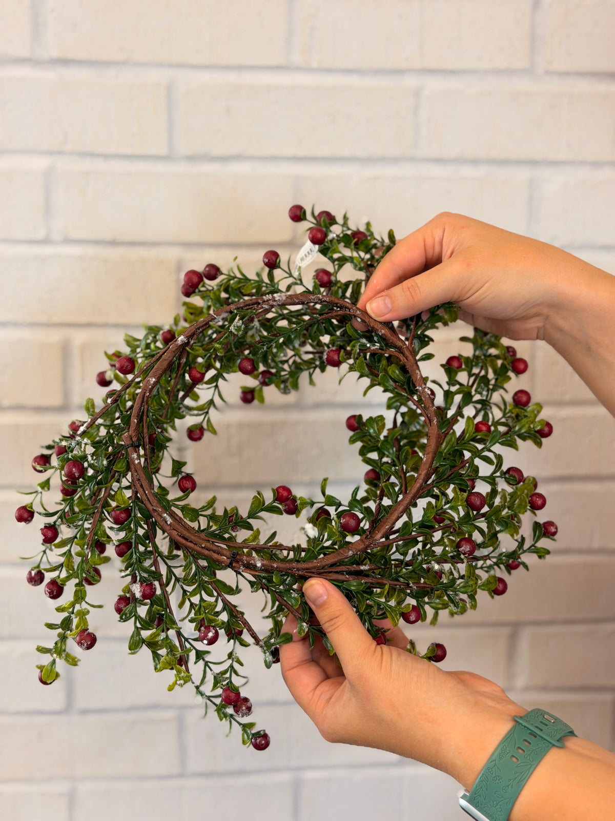 14" Red Snowed Berry Candle Ring